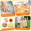 JoyCat 3 Pack Reusable Sticker Books: Farm, Pizza-Making, Weather - 90 Pcs Stickers for Toddlers, Kids Sticker Plane Activities, Road Trip Travel Toys, Birthday Gifts for Boys and Girls image 3