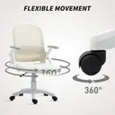 HOMCOM Breathable Mesh Office Chair, Ergonomic Swivel Computer Chair with Flip-up Armrests, Lumbar Back Support for Home/Office, White image 7