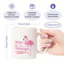 Alphynix 1 Mug blanc 33cl avec "VERRÜCKTE FLAMINGO-DAME" markantem Spruch & rosa Cartoon-Flamingo, verspieltes tropisches Weihnachts- oder Thanksgiving-Geschenk,Le cadeau de la saint-valentin, cadeau d’anniversaire image 7