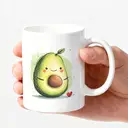 Alphynix 1 Mug Avocat Mignon, 33cl céramique blanche avec visage souriant et rougissement, cadeau à thème kawaii avocat pour amateurs d'avocat, gourmets,Le cadeau de la saint-valentin, cadeau d’anniversaire image 2