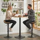 HOMCOM Bar Stools Set of 2, Wood Effect PU Leather Breakfast Barstools with Saddle Seat, Height Adjustable Swivel Kitchen Chairs with Footrest for Dining Room Island Counter Pub, Oak image 8