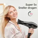 CONFU hogesnelheidsföhn 8926 zwart, 19.000 tpm, lange tijd niet moe, 2300W vermogen, twee mondstukken image 3