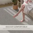 HOMCOM Tapis salon 160 x 120 cm, tapis à poils épais géométrique, moelleux et antidérapant, style moderne, pour salon, chambre à coucher, bureau, gris image 2