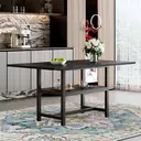 Table à manger rectangulaire style industriel 160×90×76 cm Étagère de rangement multifonction Table pour 4-6 personnes Pour salon/cuisine/salle à manger image 1
