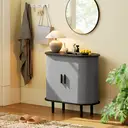 HOMCOM Fluted Sideboard with Tambour Sliding Doors, Modern Storage Cabinet, Kitchen Cupboard with Storage Shelves and Wooden Legs for Living Room, Dining Room, Grey image 8