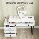 HOMCOM Dressing Table, Vanity Desk with Leaf Shape Mirror, Makeup Table with 5 Drawers, 3-Colour LED Lights, 100x40cm Tabletop, White image 4
