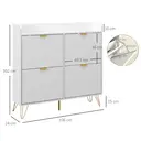 HOMCOM Narrow Shoe Cabinet with 4 Flip Drawers, Slim Shoe Storage Cabinet with Adjustable Shelves, Hairpin Legs and 4 Vents for 16 Pairs of Shoes for Entryway, White image 2