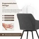 CLIPOP Faux Leather Dining Chairs, Set of 2, 360 °Swivel Upholstered Kitchen Chairs Armchair with Backrest and Metal Legs for Home Office Bedroom Living Room Lounge 0588 light grey 54.5*60*84 cm image 3