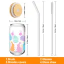 Alphynix 1pc Easter Fresh Start Glass Tumbler, 500ml "Liquid Me" Design with Strawberry, Cherry & Kale Motifs, Includes Bamboo Lid & Straw, Spring Detox Gift image 5