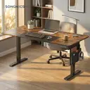 Ochama x SONGMICS Bureau Réglable en Hauteur, 160 x 70 cm, Fonction Mémoire, Port USB-C, Marron et Noir image 3