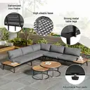 Modular Outdoor Sofa Set with Galvanized Iron Frame, Washable Cushions, Acacia Wood Nesting Tables, for Patio & Garden  image 1