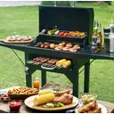 Schwerlast-Bollerwagen-Grill, tragbarer Outdoor-Grill mit 2 Seitenablagen, Rädern und Aufbewahrungsregal, Aufbewahrungsablagen und Rädern, Outdoor Smoker BBQ-Grill für Garten, Terrasse, Hinterhof, Camping & Picknick, Schwarz image 3