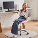 CLIPOP Pink Office Desk Chair Adjustable Height Computer Swivel Chair with Chrome Base and 360° Castors, PU Leather Computer Desk for Home Office Study Room 0098 pink 48*36*80 cm image 7