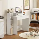 HOMCOM Desk with Storage, Computer Desk with 3 Open Shelves and Drawer, Workstation, Computer Table for Home Office, Living Room, 100 x 40 x 90 cm, White image 1