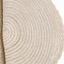 6 pieces, round 38cm woven placemats with outer ring three-strand placemat  Milk coffee, anti-slip polyester Nordic placemats, suitable for home, kitchen, and dining table use, perfect for holiday parties, birthdays, weddings, and dinners image 9