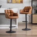 Ensemble de 2 tabourets de bar en cuir PU pivotant pour cuisine et petit-déjeuner, tabouret de comptoir moderne réglable (marron) image 1