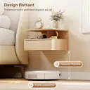 HOMCOM Lot de 2 tables de chevet murales, tables de nuit suspendues avec tiroir coulissant, compartiment ouvert, plateau, style moderne, pour chambre à coucher, 35 x 32 x 22,5 cm, chêne image 4