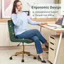 Hellove Chaise de coiffeuse sur roulettes, chaise pivotante en velours, réglable en hauteur avec base en métal doré, chaise de maquillage sans accoudoirs, tabouret de coiffeuse avec dossier pour chambre et salles de coiffeuse, vert image 2