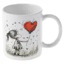 Alphynix 1pc Valentine's Day Gift Mug, 11oz Ceramic Cup with Girl Holding Red Heart Balloon, Romantic Gift for Her, Girlfriend, Wife, Anniversary image 3