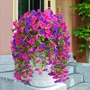 Yuejia Lot de 4 bouquets suspendus de fleurs artificielles en soie liseron violet et fuchsia - 75 cm image 6