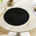 6 pieces, round 38cm woven placemats,Polyester with outer ring, three-strand placemat, black， anti-slip polyester Nordic placemats, suitable for home, kitchen, and dining table use, perfect for holiday parties, birthdays, weddings, and dinners image 4