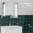 kleankin LED Bathroom Mirror Cabinet, Illuminated Bathroom Mirror with Lights, Adjustable Shelf, Touch Switch and USB Charge, 65 x 70cm, White image 3