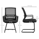 HOMCOM Ergonomic Desk Chair No Wheels, Padded Meeting Office Chair with Sled Base for Home Conference Room, Bedroom, Waiting, Reception, Black image 2