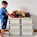 HOMCOM 6 Drawers Plastic Storage Units, 3 Tier Kids Storage Units, Children Toy Chest for Nursery, Playroom, Bedroom, Cream image 1