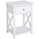 HOMCOM Bedside Table Cross Panels 1 Drawer White image 0