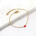 Red Heart Charm Bracelet, 18K PVD Gold Plated Stainless Steel, 17+3cm image 2