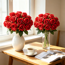 Yuejia 12Pcs 10.6in/26.92cmArtificial Roses Single Stem Fake Silk Flower Arrangement Bridal Bouquet Real Touch for Home Party Wedding Decoration(red) image 3