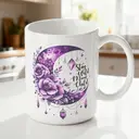 Alphynix 1pc 11oz White Mug with Celestial "Stay Wild Moon Child" Quote & Purple Crystal Moon Design, Mystical Zodiac Christmas or Thanksgiving Gift image 1