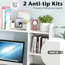 COSTWAY Wooden Desk Bookshelf with 4 Shelves and Open Back Compartment-White image 5