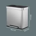 SONGMICSHOME  Dual Compartment Pedal Rubbish Bin, 2 x 30L Kitchen Recycling Bin with Soft Close Lid, for Home, Stainless Steel, Silver image 4