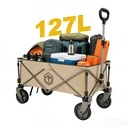 ochama Collapsible Compact Camping Wagon 127L Sand Yellow, 200kg Load Capacity, 250L Stackable Capacity, Dual Brake 360° Swivel Wheels, Space-Saving Storage, Heavy-Duty Spray-Painted Steel Tubes, Perfect for Camping, Picnics, Vending, Shopping, Grocery Runs & Moving image 0