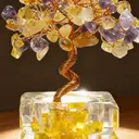 JU7CER Arbre de citrine porte-bonheur avec trésor en cristal jaune et améthyste image 5