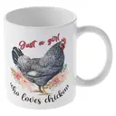 Alphynix 1pc 11oz White Mug with "Just a Girl Who Loves Chickens" Quote & Rooster Floral Art, Charming Farmhouse Christmas or Thanksgiving Gift image 3