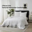 Meeallhome  Comforter Set Seersucker Textured Bedding set 135*200cm/50*75cm*1  White image 0