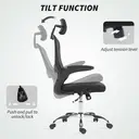 HOMCOM Ergonomic Office Chair, High Back Mesh Computer Desk Chair with Adjustable Headrest and Lumbar Support, Flip-up Armrests for Home Office, Black image 7