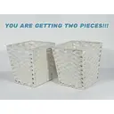 KEVAHOME Lot de 2 paniers à déchets en polypropylène (PP) façon rotin - Blanc - 10 x 10 x 11" H image 5