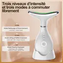 SUNLUXY DS8866 Appareil de tonification du visage et masseur pour le cou et le corps avec vibration haute fréquence, thérapie par lumière LED tricolore, microcourant EMS avec 3 modes, chaleur constante intelligente de 42 °C et conception ergonomique incurvée image 3
