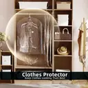 TAILI Sacs de rangement sous vide suspendus, sacs économiseurs d'espace, sacs de mise sous vide pour vêtements, costumes et vestes, organiseurs d'armoire et rangement, (3 longs, 3 courts) Transparent image 4