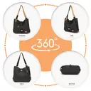 Kono Canvas Convertible Shoulder Bag, Large Capacity 2-in-1  Tote with Backpack Straps for Work, Travel and School Black image 6