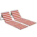 Outsunny Lot de 2 tapis de plage rembourré - matelas de plage - dossier inclinable multi-positions - sac de transport inclus - métal polyester blanc et rouge image 0