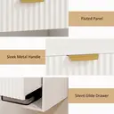 HOMCOM Floating Nightstands Set of 2, Modern Wall Mounted Bedside Tables with Fluted Drawer and Open Shelf for Bedroom, White image 6