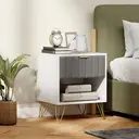 HOMCOM Bedside Table with Drawer, Modern Bedside Cabinet with Open Compartment and Handle, Bedside Drawers for Bedroom, Living Room, White image 1