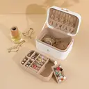 JORDAN&JUDY 2-Tier White Jewelry Organizer Box for Earrings， Rings， and Necklaces, New Year Sale , Top gift picks image 3