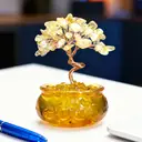 JU7CER  1PC Citrine Tree with Treasure Bowl Teacup - Natural Crystal Chip Money Tree Decoration, Suitable for Office, Home & Wedding Decor, Christmas Must-Have image 2