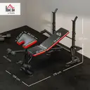 HOMCOM Banc de musculation Fitness entrainement complet avec support d'haltères dossier réglable acier 175 x 139 x 127 cm noir et rouge image 4