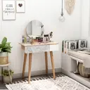 HOMCOM Dressing Table with Drawer and Mirror height adjustable Wooden Oak Color  Bedroom Dressing Room Elegant and Durable image 1